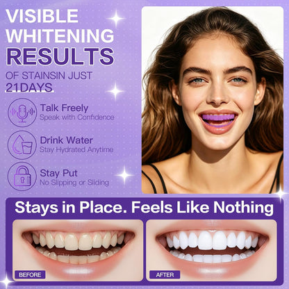 Purple Teeth Whitening Strips 21 Treatments, Enamel Safe - Non Sensitive Teeth Whitening - Non Slip Whitener Strips for a Brighter Smile (Pack of 42 Strips)