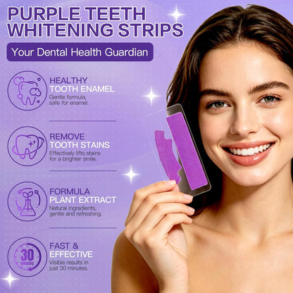 Purple Teeth Whitening Strips 21 Treatments, Enamel Safe - Non Sensitive Teeth Whitening - Non Slip Whitener Strips for a Brighter Smile (Pack of 42 Strips)
