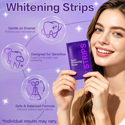 Purple Teeth Whitening Strips 21 Treatments, Enamel Safe - Non Sensitive Teeth Whitening - Non Slip Whitener Strips for a Brighter Smile (Pack of 42 Strips)